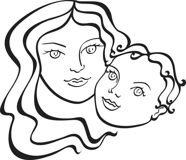 Μητέρα και το μωρό που απομονώνονται σε λευκό φόντο Διανυσματικά Γραφικά