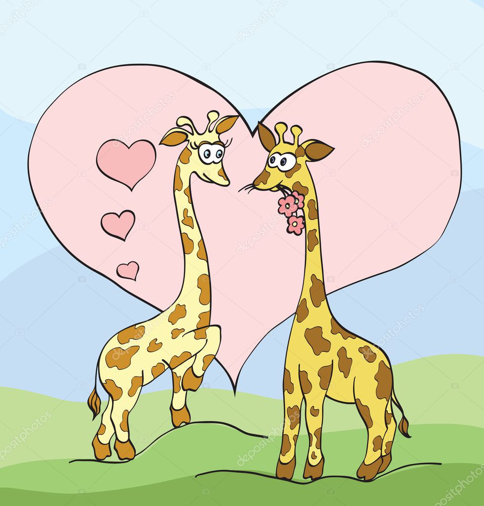 Two giraffes with hearts