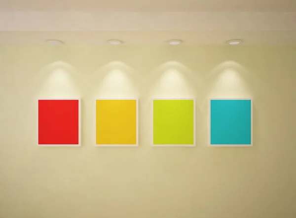 Farbige Rahmen an einer Wand — Stockfoto