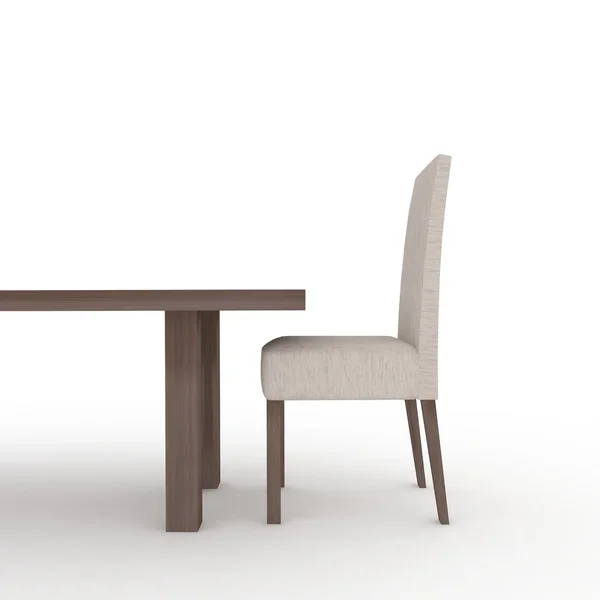 Chaise et table isolées sur un blanc — Photo