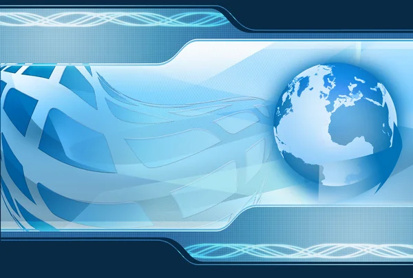 Blue technology background with world — Stock Photo, Image