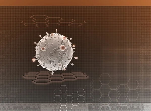 Digitální ilustrace chřipkového viru v hnědé pozadí — Stock fotografie