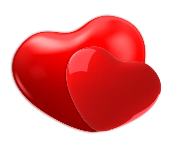 Rode glitter glanzende harten, 3d illustratie — Stockfoto