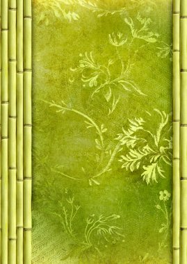 Bambu dekoratif çiçek arka sınır ve yeşil