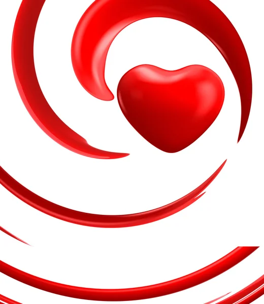 Rött hjärta på vit bakgrund — Stockfoto