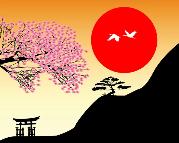 Paysage japonais — Image vectorielle