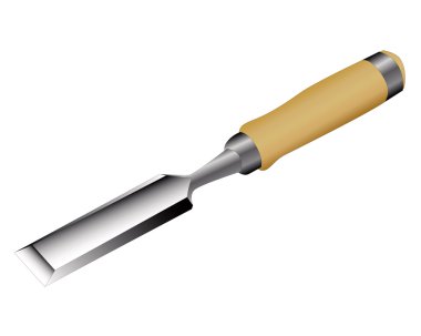 Carpentry chisel with a wooden handle clipart