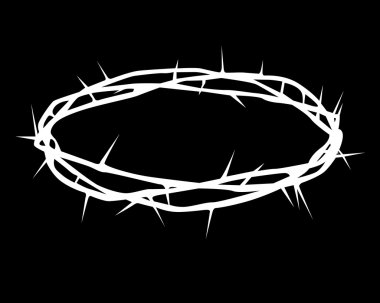 White silhouette of a crown of thorns clipart