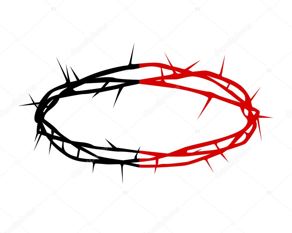 Black and red silhouette of a crown of thorns
