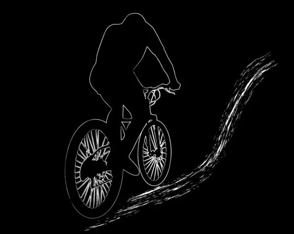 Vit bild av mountainbike-åkaren — Stock vektor
