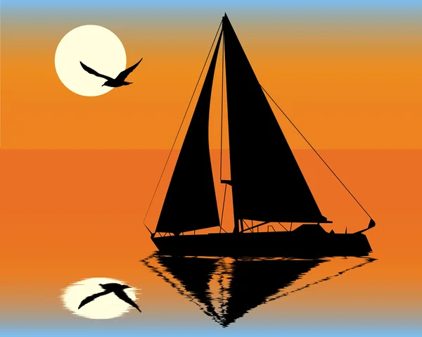 Silhouette of a yacht — Stock Photo, Image