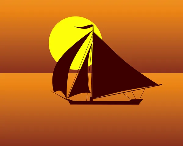 Silhouet van een zeeschildpad boot — Stockvector