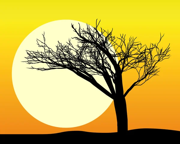 Silhouette noire d'un arbre — Image vectorielle