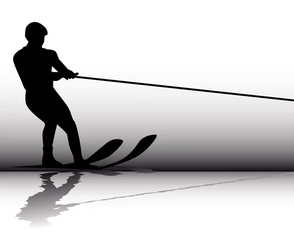 Silhouette Athlet Wasserskifahrer — Stockvektor