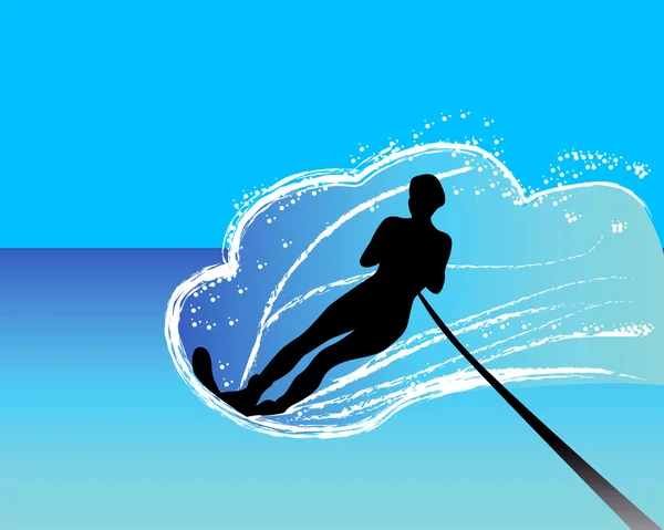 Ski nautique glissant à la surface de l'eau — Image vectorielle