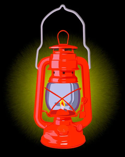 Burning red oil lamp — Stock Vector
