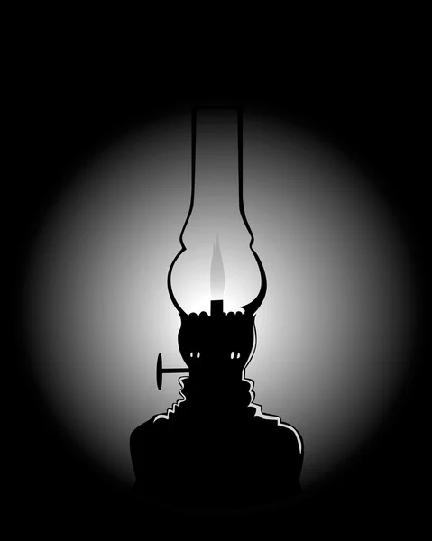 Black silhouette of a kerosene lamp — Stock Vector