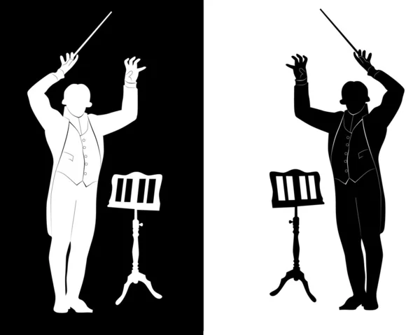 Силует диригентської музичної стенди — стоковий вектор