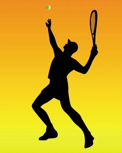 Joueur de tennis sur fond orange — Image vectorielle