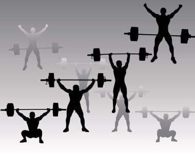 Weightlifters on a gray background clipart