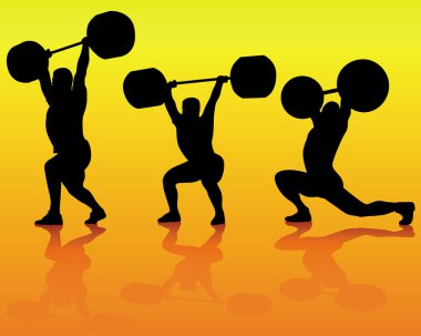 Weightlifters silhouettes clipart