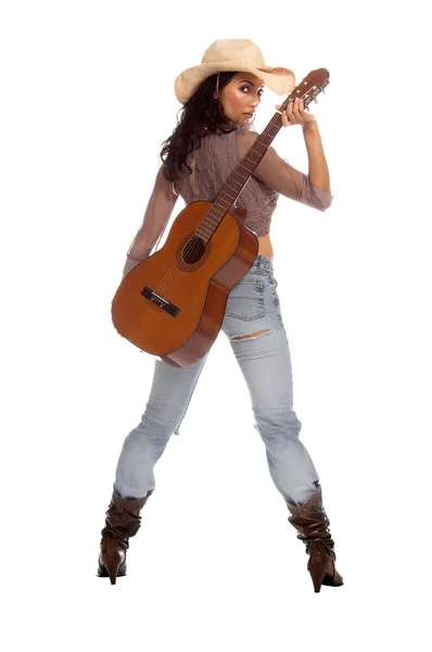 Cowgirl gitara — Zdjęcie stockowe