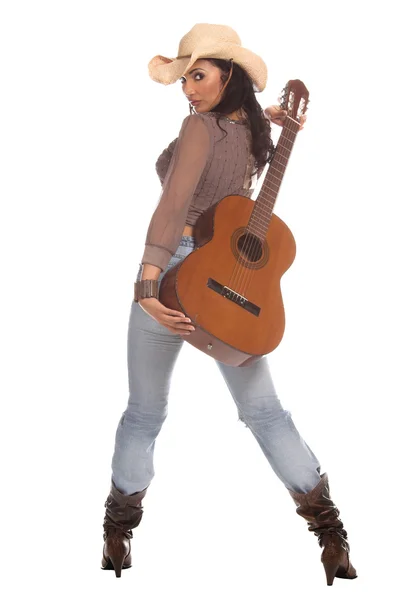 女牛仔吉他 — 图库照片