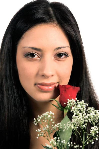 Růže žena zblízka — Stock fotografie