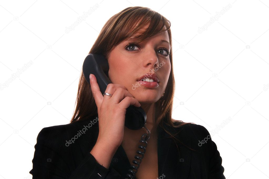 Woman on a Corded Phone