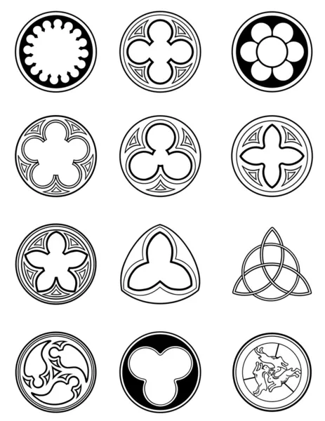 Ventanas de elementos en estilo gótico — Archivo Imágenes Vectoriales