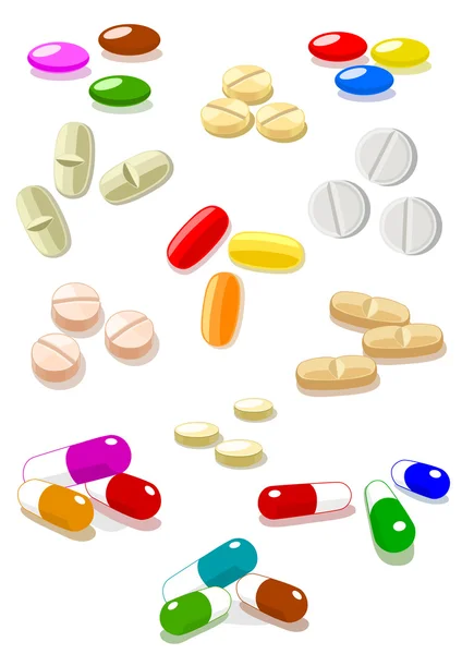 Vector pills on white background — Stock Vector