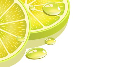 Close-up of a lemon slice with drops clipart