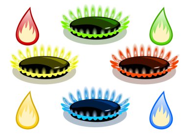 Colorful flame of gas clipart