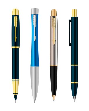 Vector illustration of set colorful pens clipart