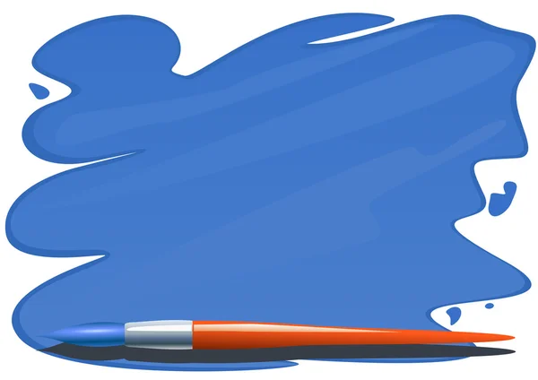 ブラシと青色の塗料の筆 — ストックベクタ