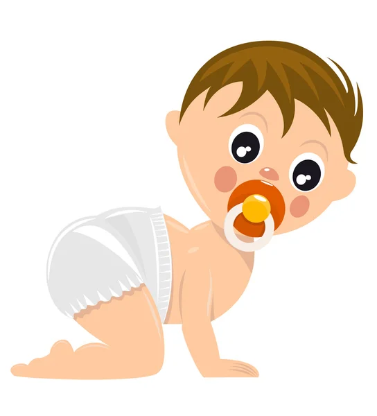 Gatear bebé niño en pañal — Archivo Imágenes Vectoriales