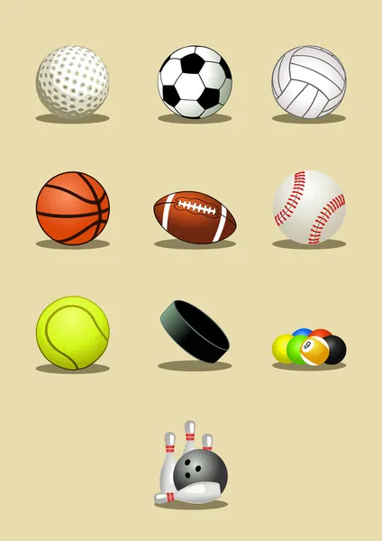 Juego de iconos de bolas deportivas — Archivo Imágenes Vectoriales