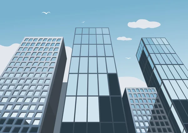 Felhőkarcolók, a háttér a kék ég — Stock Vector
