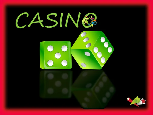 Groene casino dobbelstenen — Stockfoto