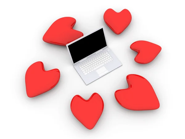 Laptop w miłości — Zdjęcie stockowe