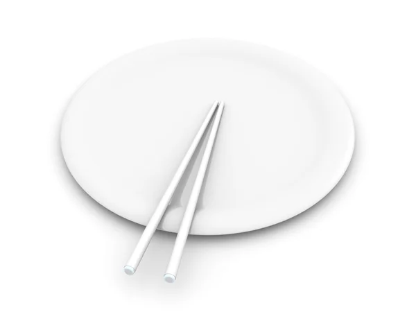 Asiatischer Teller mit Essstäbchen — Stockfoto