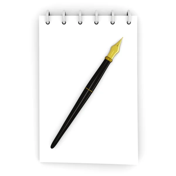 Фонтанна ручка і блокнот — стокове фото