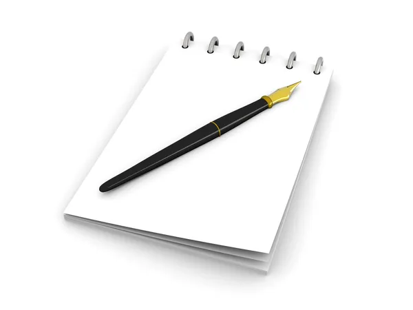 Fountain Pen and Notepad — Stock Photo, Image