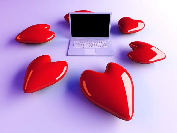 Laptop in amore — Foto Stock