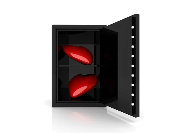 Hearts in a safe — Stock Photo, Image