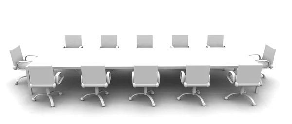 Sala de reuniones blanca - vista lateral — Foto de Stock