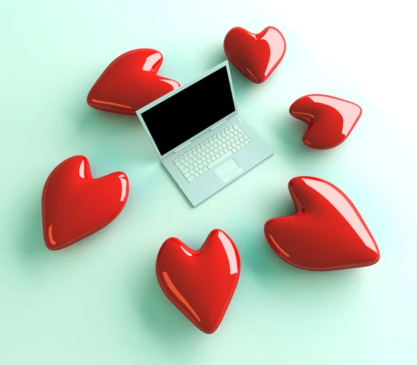 Ноутбук в любові — стокове фото