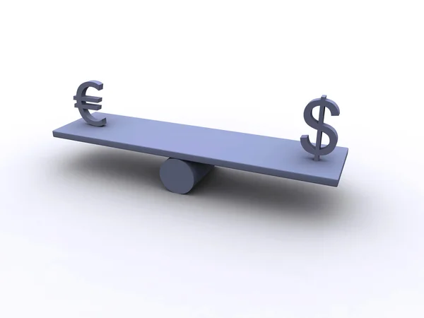 美元-欧元-平衡 — 图库照片