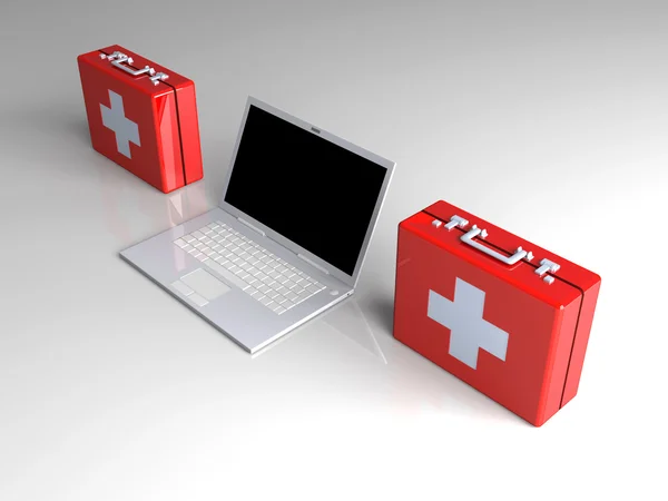 Laptopa pierwszej pomocy — Zdjęcie stockowe