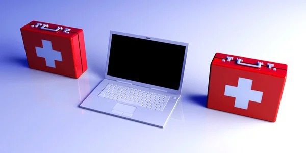 Laptop primeiros socorros — Fotografia de Stock